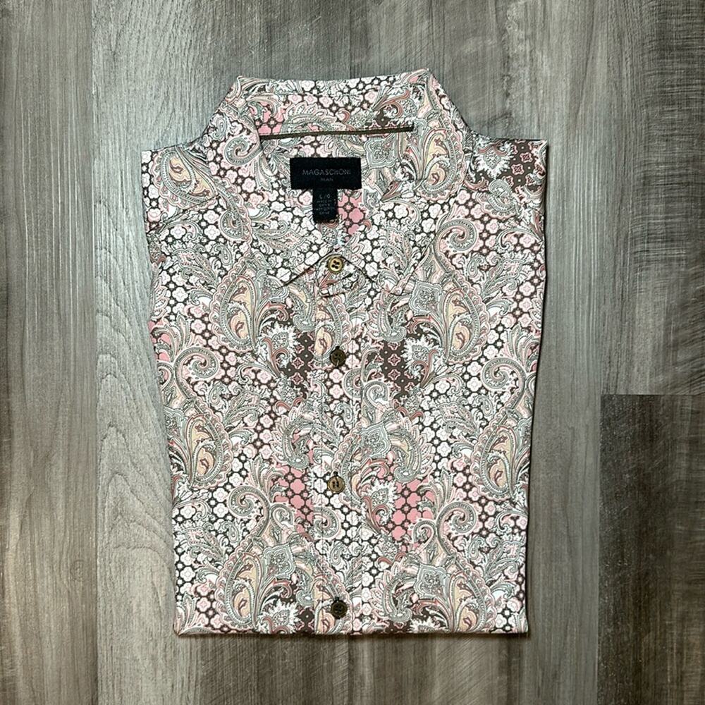 Magaschoni Man Short Sleeve Button Down - Large